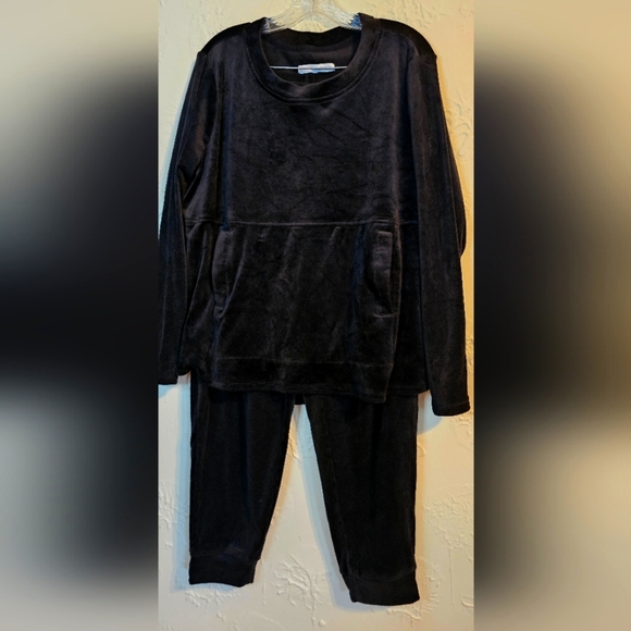 Midnight by Carole Hochman Pants - Cozy Black Fleece Lounge Set Hochman